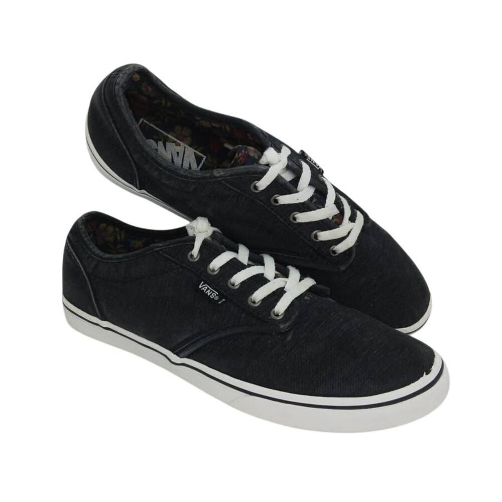 VANS Off the Wall Women's Black with Floral Inside Sneakers - sz. 5